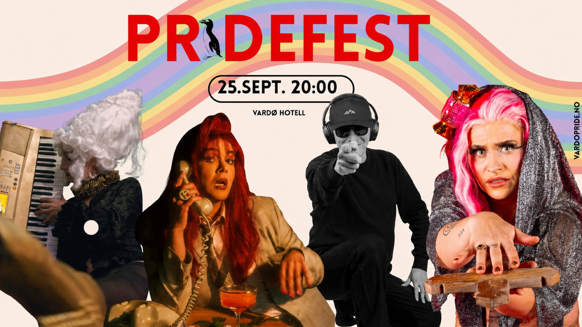Plakat for Pridefest 25. september med Dj Bjørn, Cvntess, Cyber Candy og Frida Marida